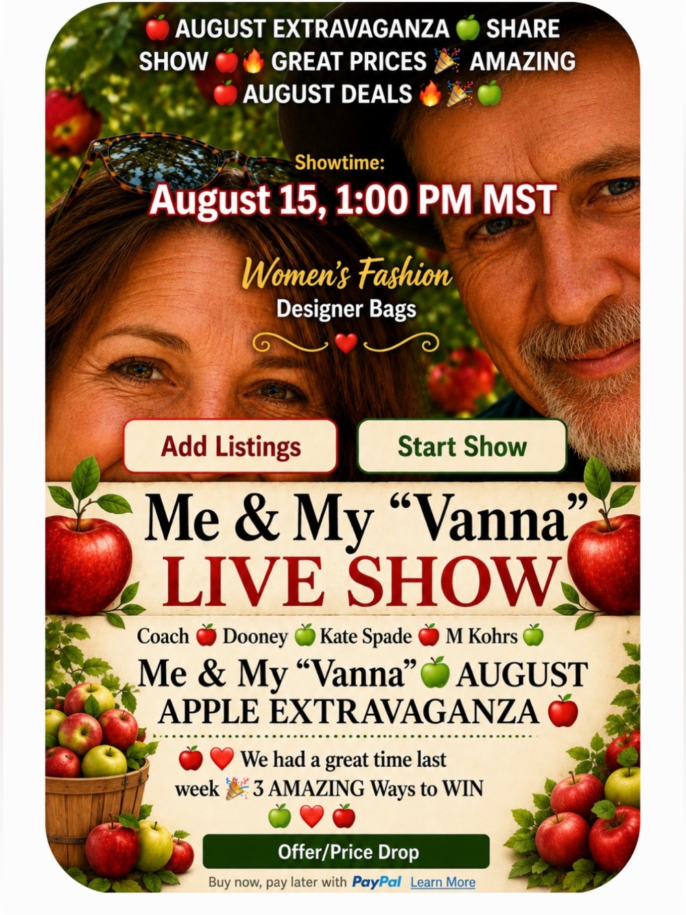 🍎❤️🍏great time last week🎉3 Ways to WIN🎉🍏❤️🍎Saturday AUGUST 15 1:00 pm MST